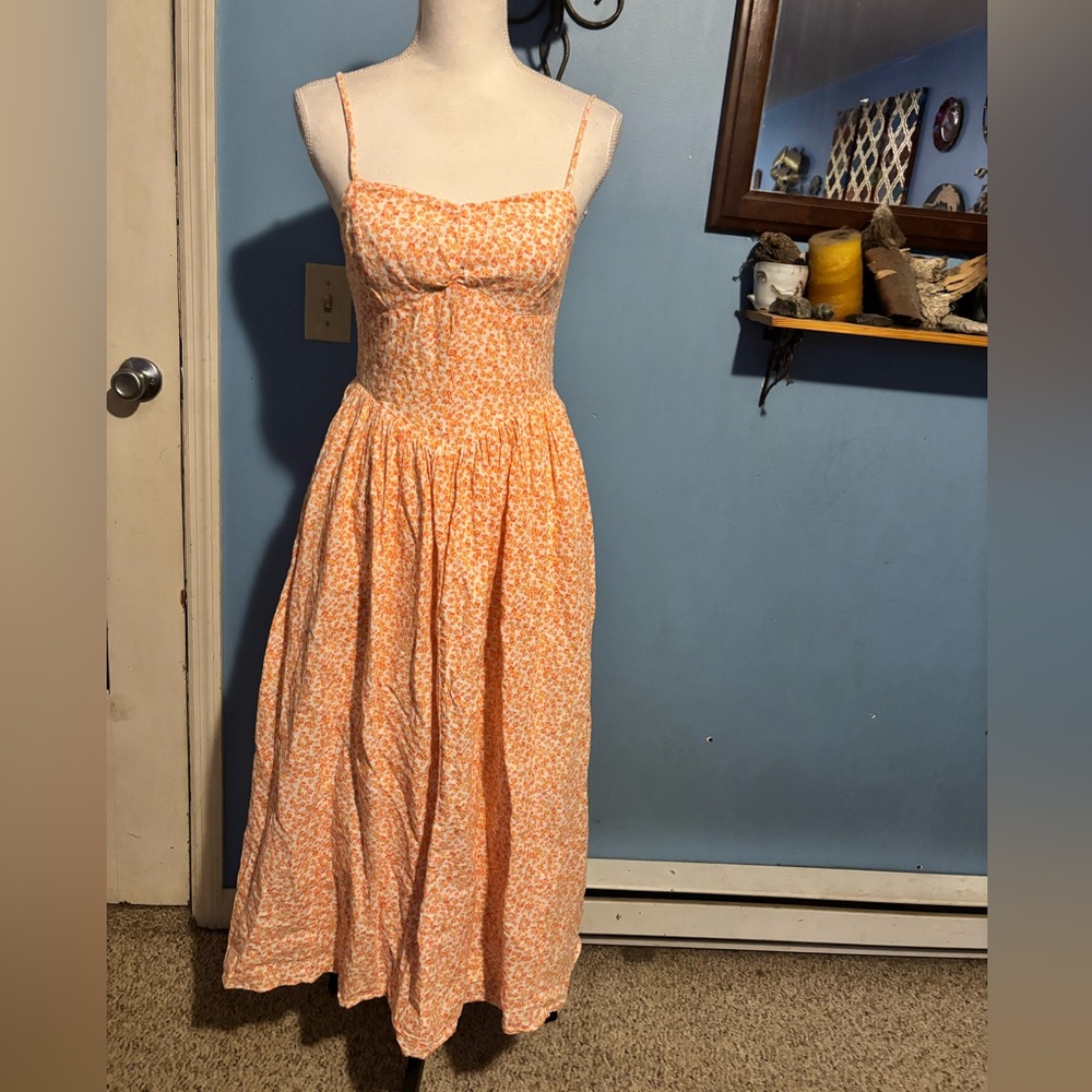 American Eagle, Beautiful, Orange, Floral, Dress